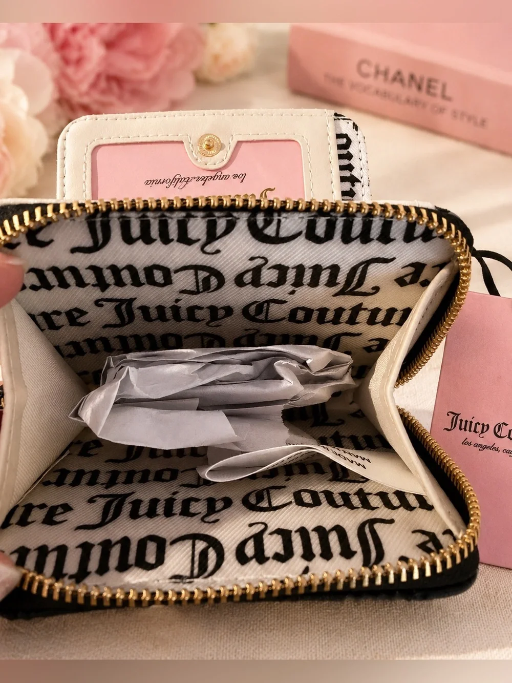 Juicy Couture Black Checkered Wallet Coin Purse Y2K